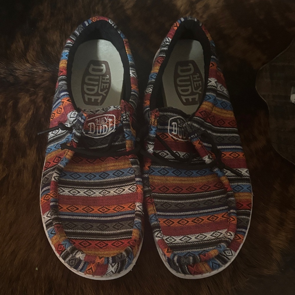 Hey Dude Wally Slip-Ons in Red, Blue, Orange Stripes
